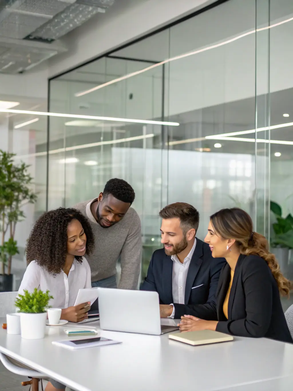 A diverse team collaborating on a media project, representing Kingsteele Creative's comprehensive approach to media and marketing services.